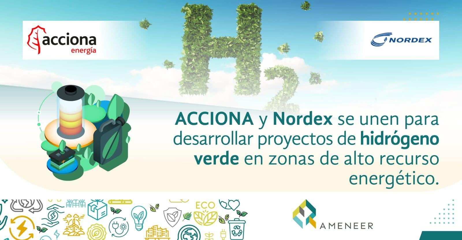 ACCIONA y Nordex se unen para desarrollar proyectos de hidrógeno verde en zonas de alto recurso energético